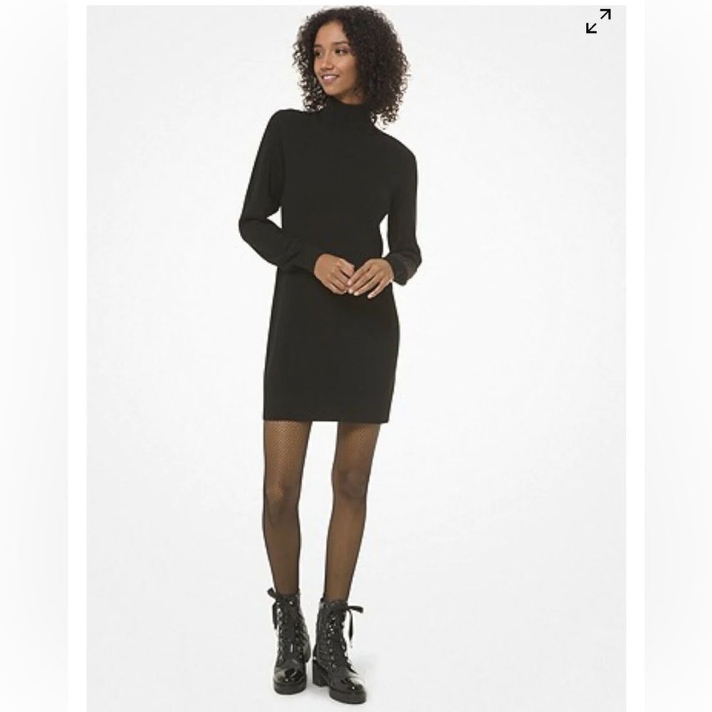 Michael Kors Womens Long Sleeve Mini Body Con Sweater Dress in Black NWT Size XS